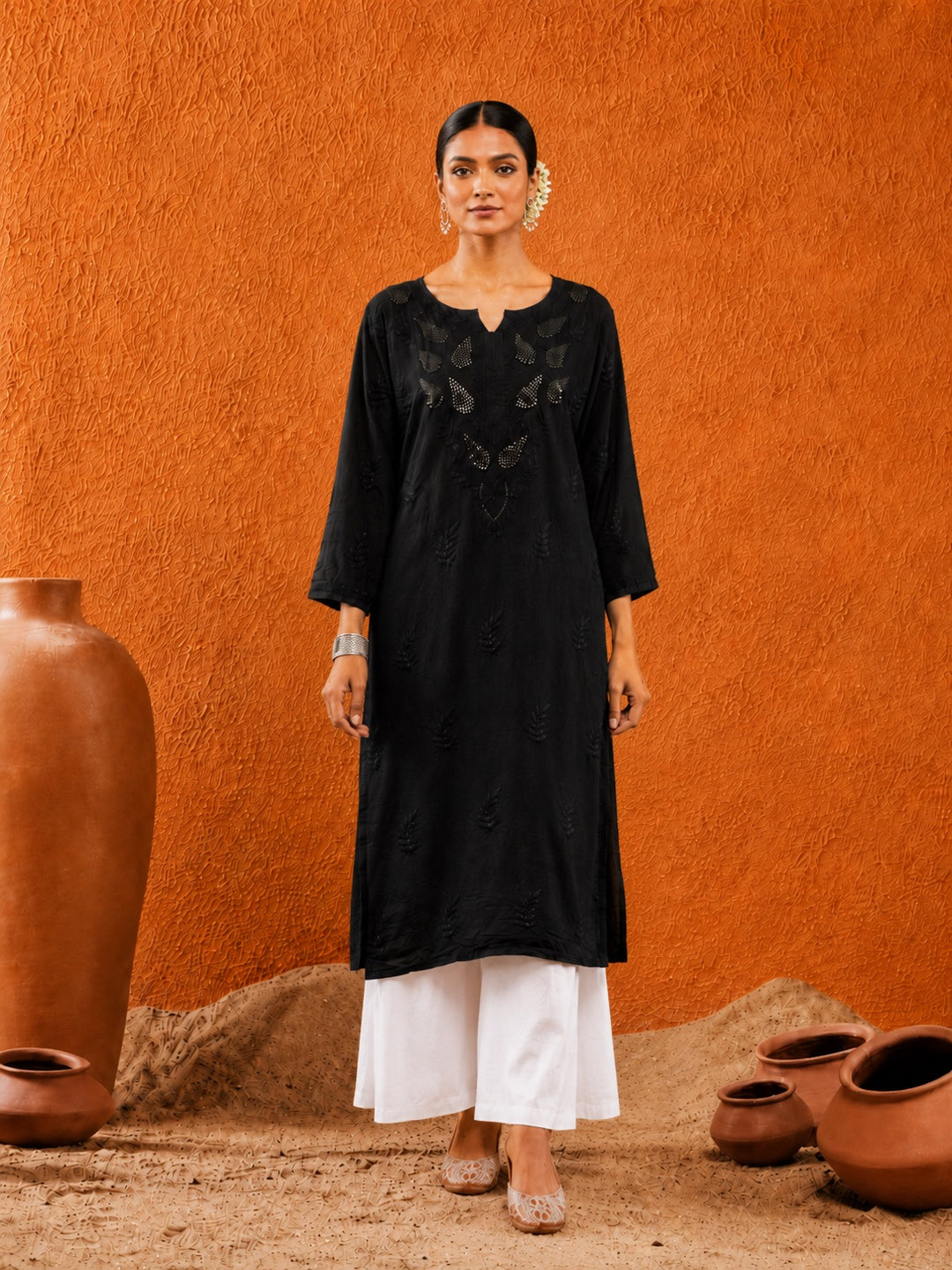 Karisma Chanderi Chikankari Mukaish Straight Kurta