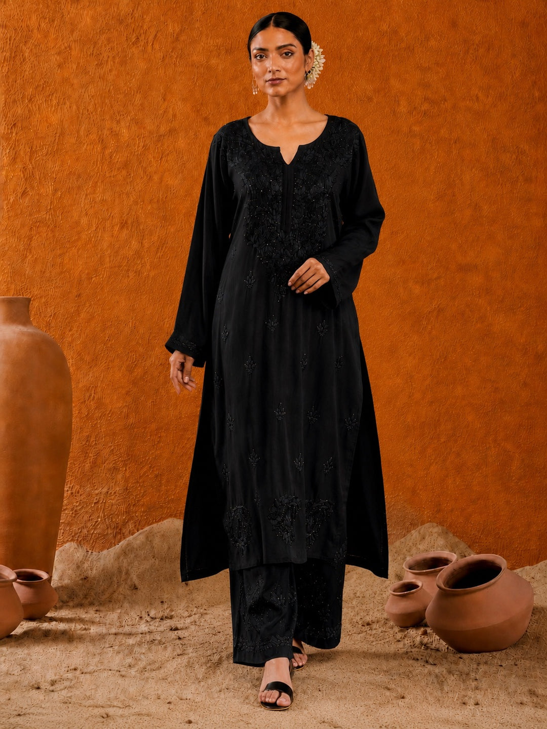 Avika Rayon Chikankari Mukaish Co-ord Set
