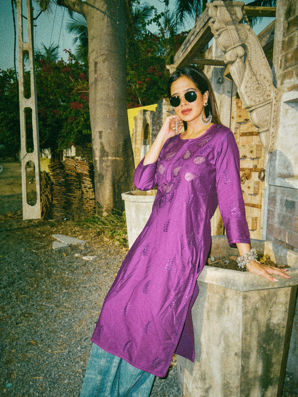 Karisma Chanderi Chikankari Mukaish Straight Kurta