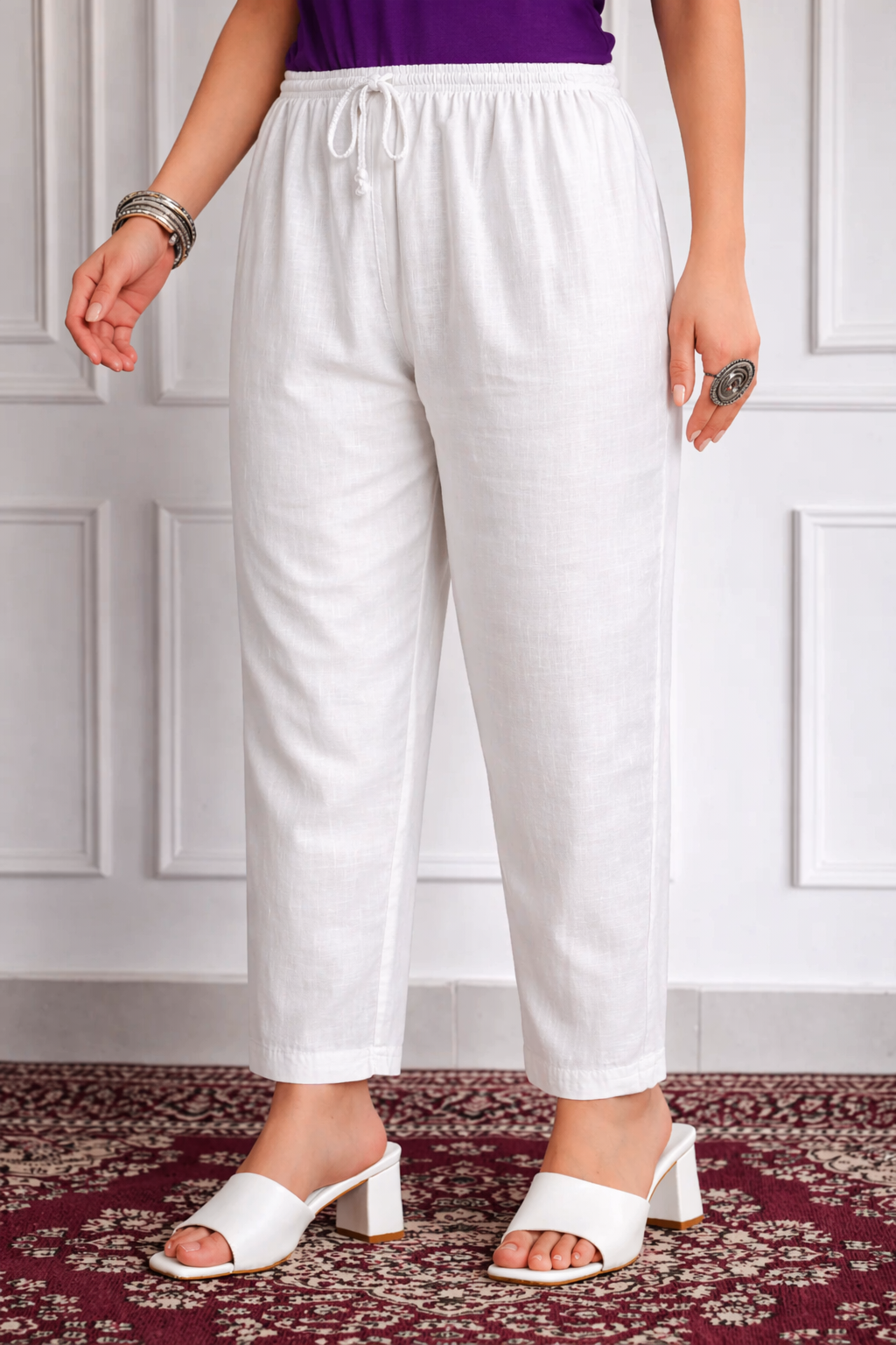 Kareena Solid Chanderi Straight Fit Pant