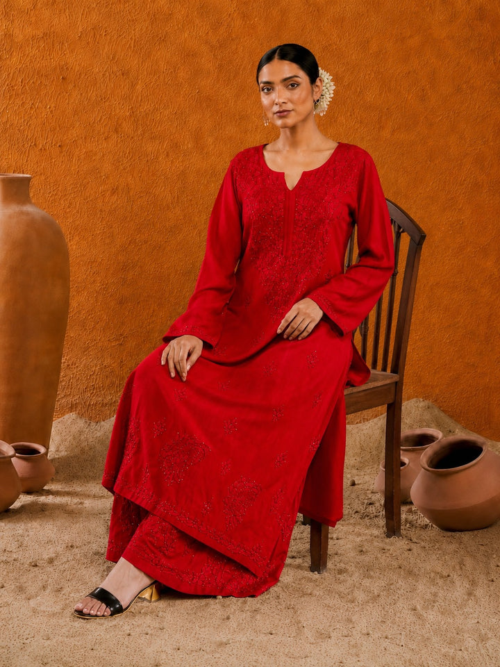 Avika Rayon Chikankari Mukaish Co-ord Set