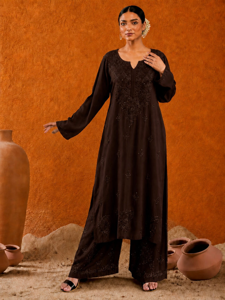 Avika Rayon Chikankari Mukaish Co-ord Set