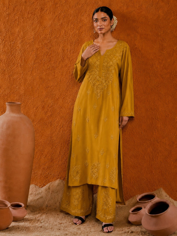 Avika Rayon Chikankari Mukaish Co-ord Set
