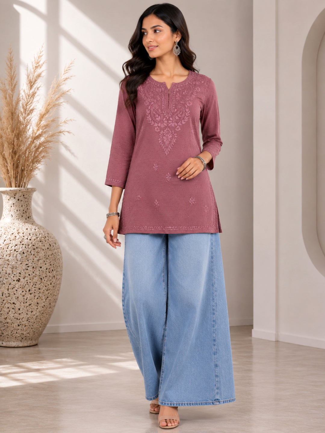Avya Chikankari Dyed Short Kurti