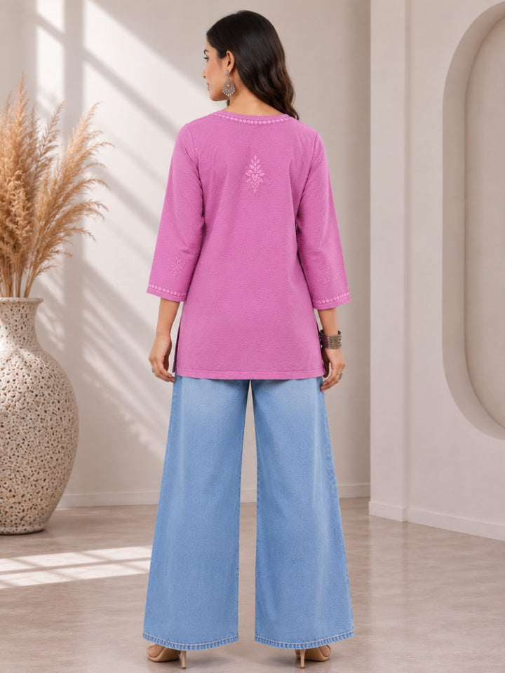 Avya Chikankari Dyed Short Kurti