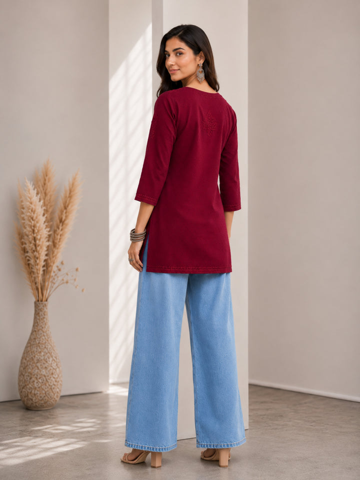 Avya Chikankari Dyed Short Kurti