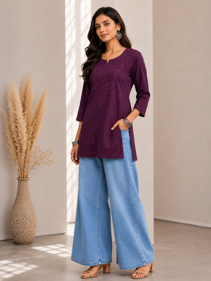Avya Chikankari Dyed Short Kurti