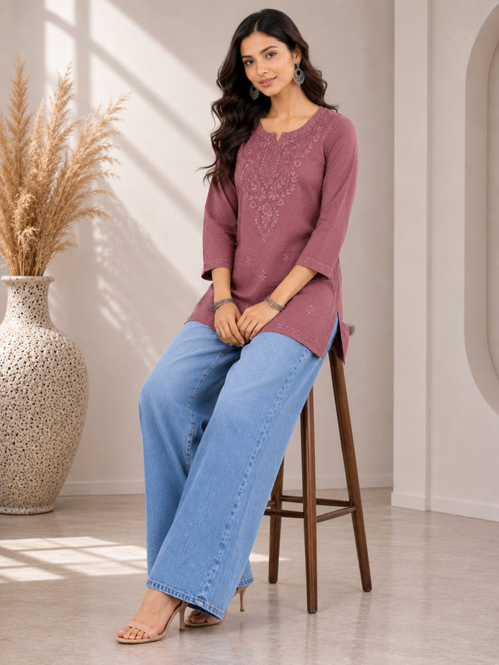 Avya Chikankari Dyed Short Kurti