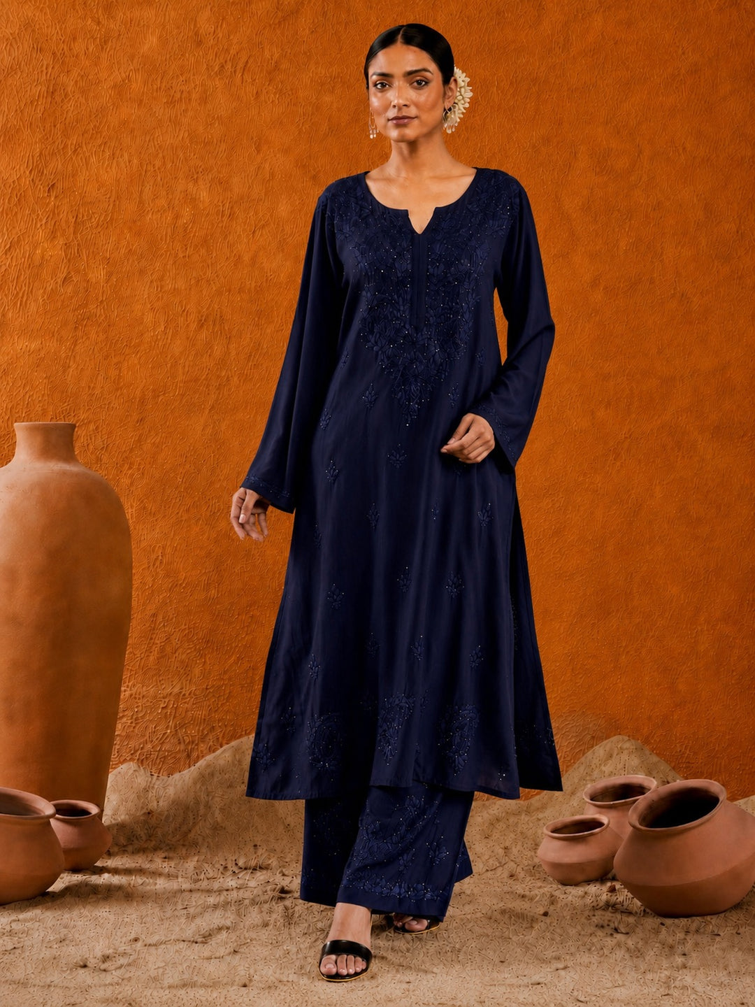 Avika Rayon Chikankari Mukaish Co-ord Set