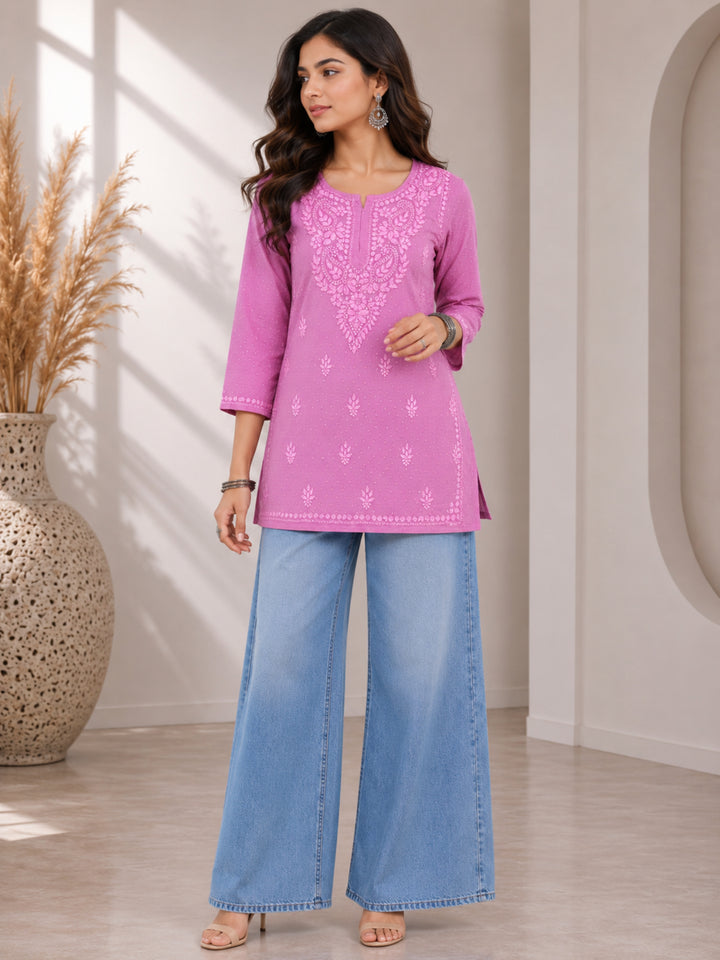 Avya Chikankari Dyed Short Kurti