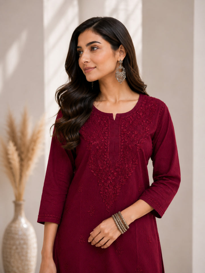 Avya Chikankari Dyed Short Kurti