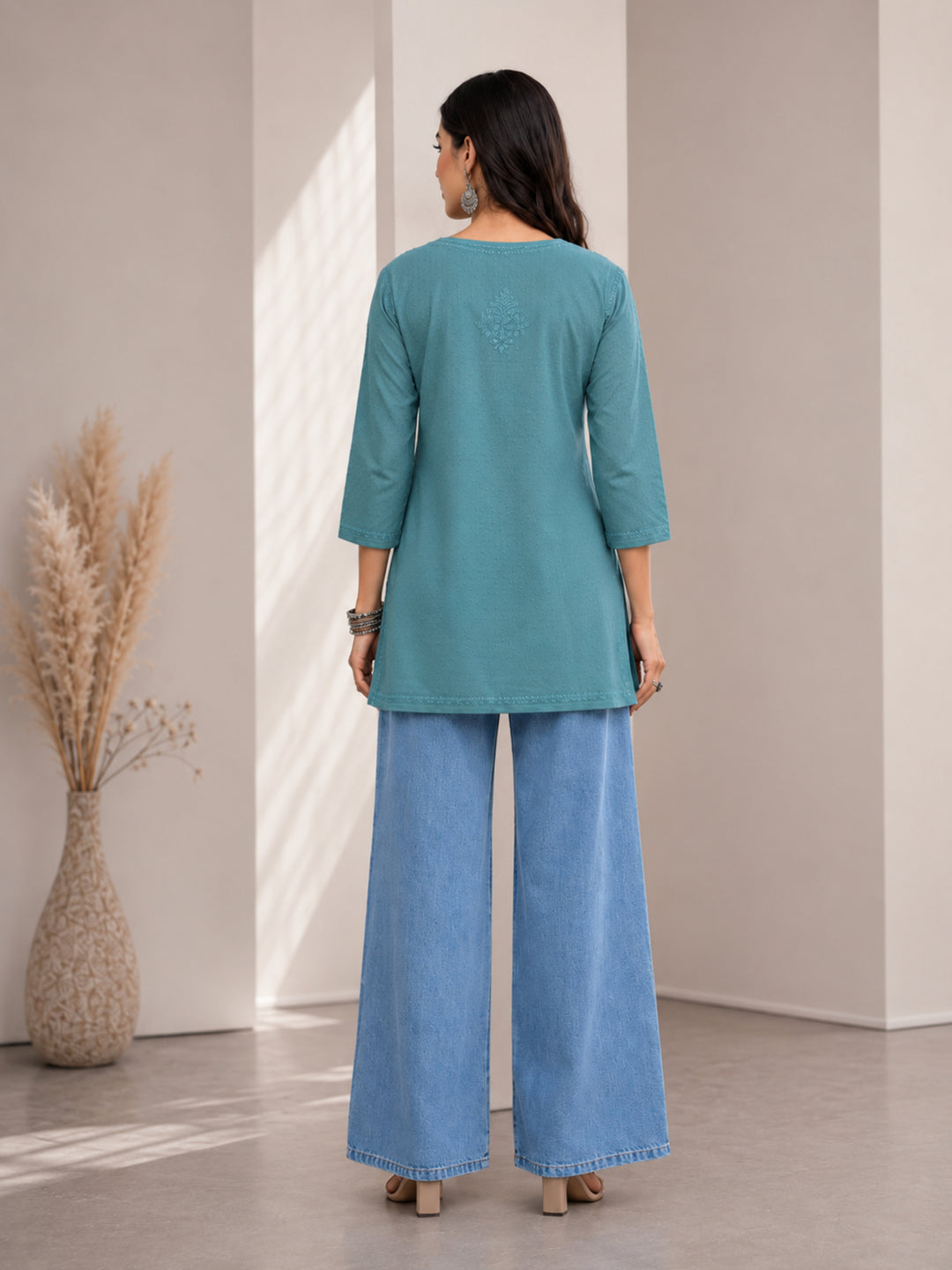 Avya Chikankari Dyed Short Kurti