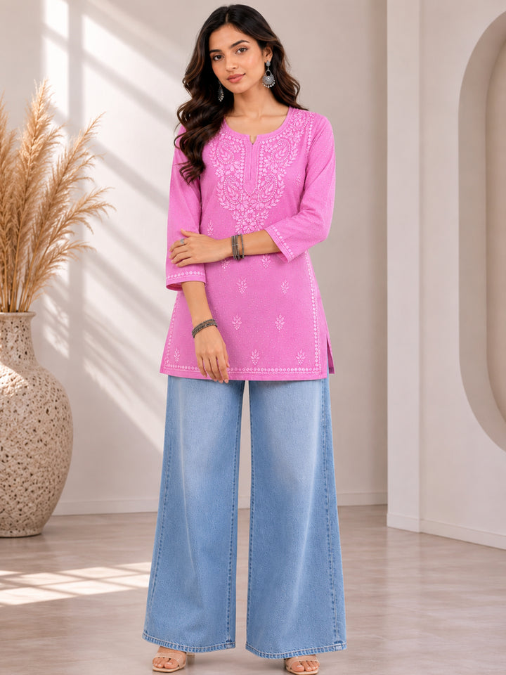 Avya Chikankari Dyed Short Kurti
