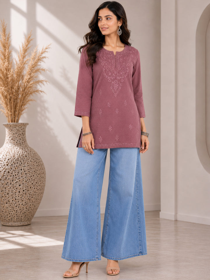 Avya Chikankari Dyed Short Kurti