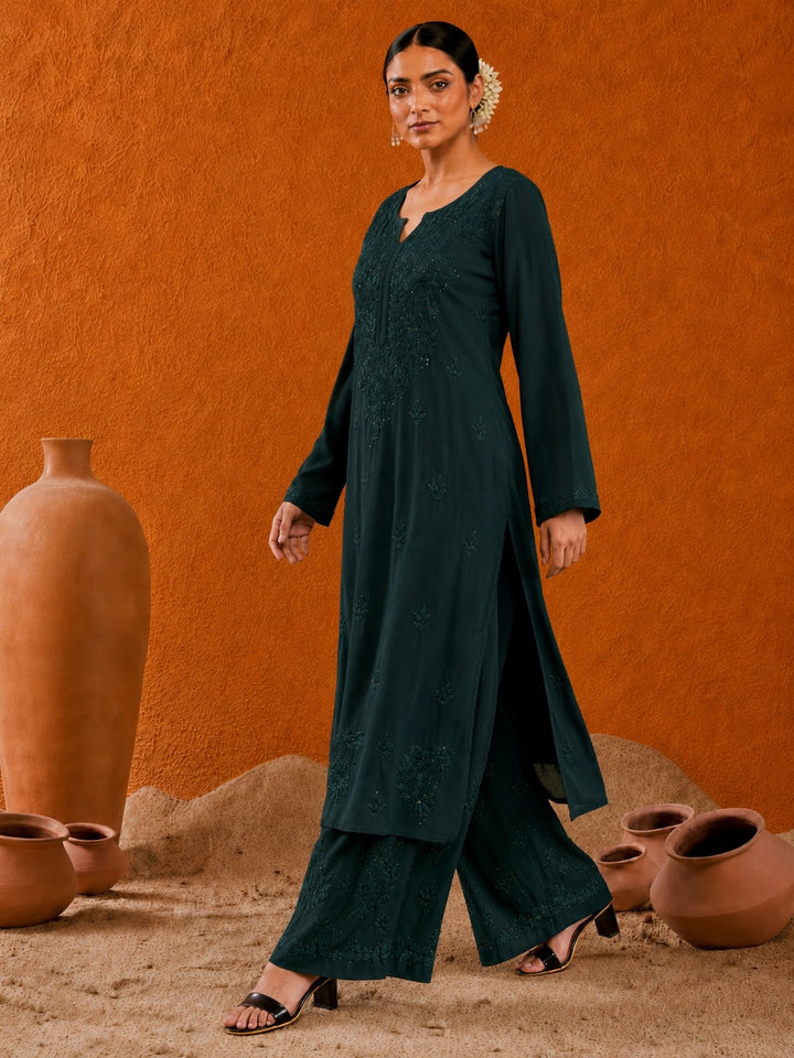 Avika Rayon Chikankari Mukaish Co-ord Set