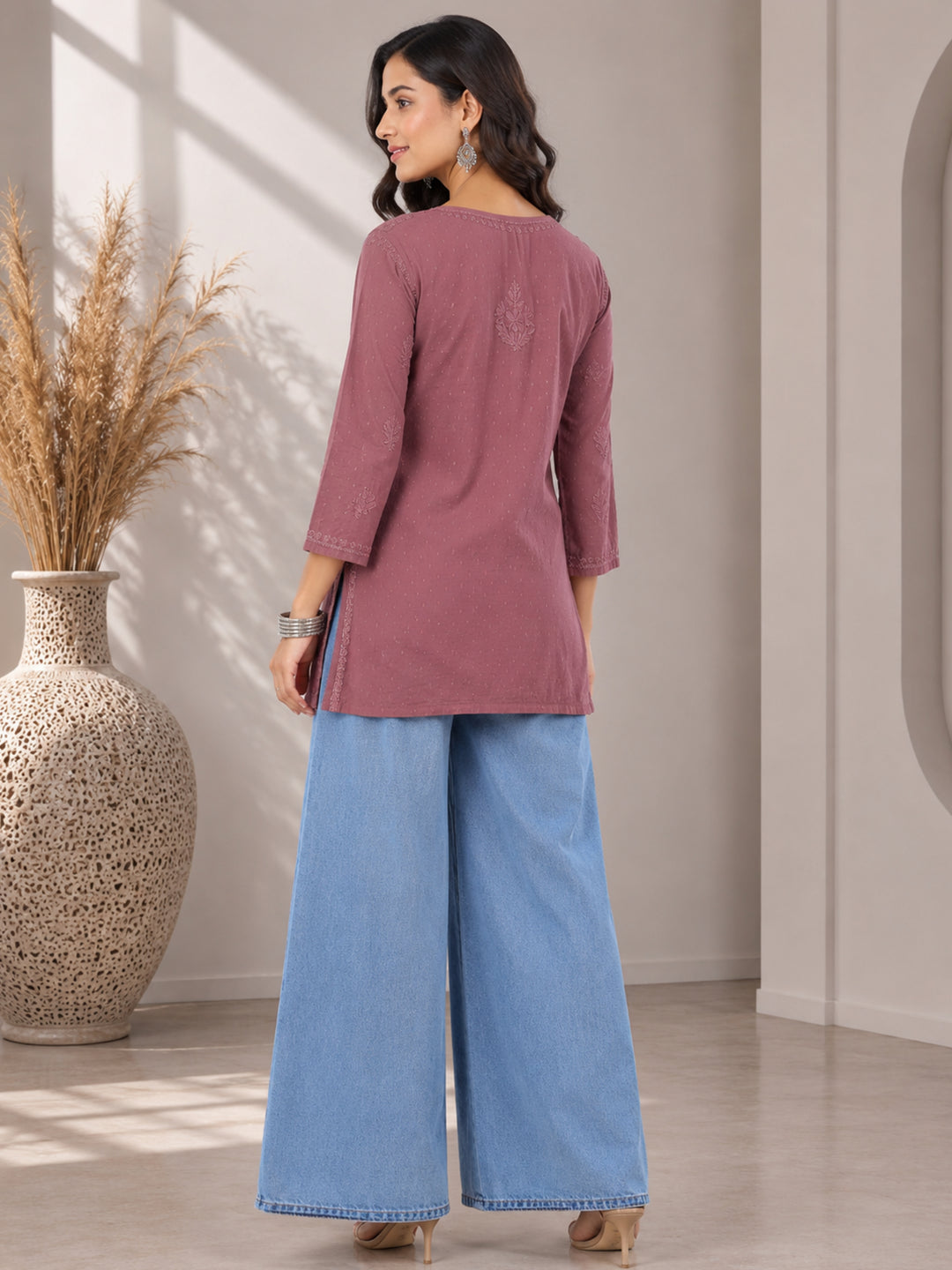 Avya Chikankari Dyed Short Kurti
