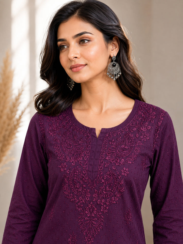 Avya Chikankari Dyed Short Kurti