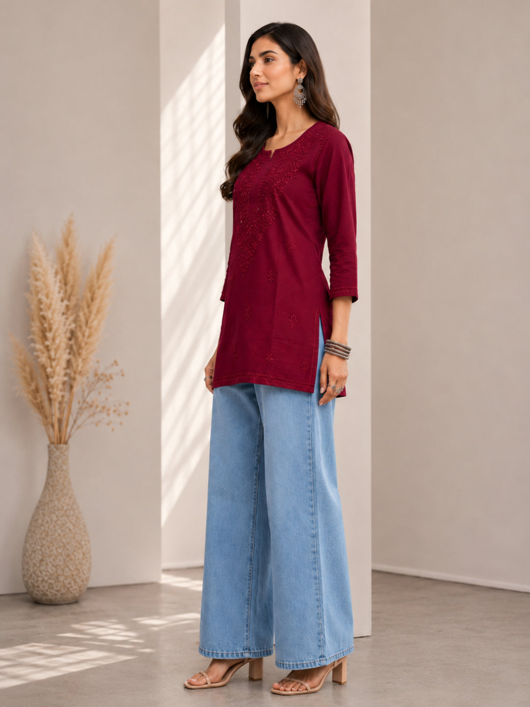 Avya Chikankari Dyed Short Kurti