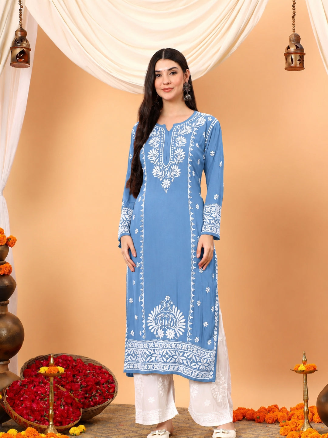 Gauri Modal Chikankari Premium Straight Kurta