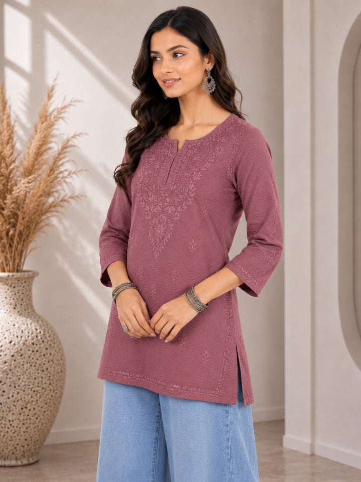 Avya Chikankari Dyed Short Kurti