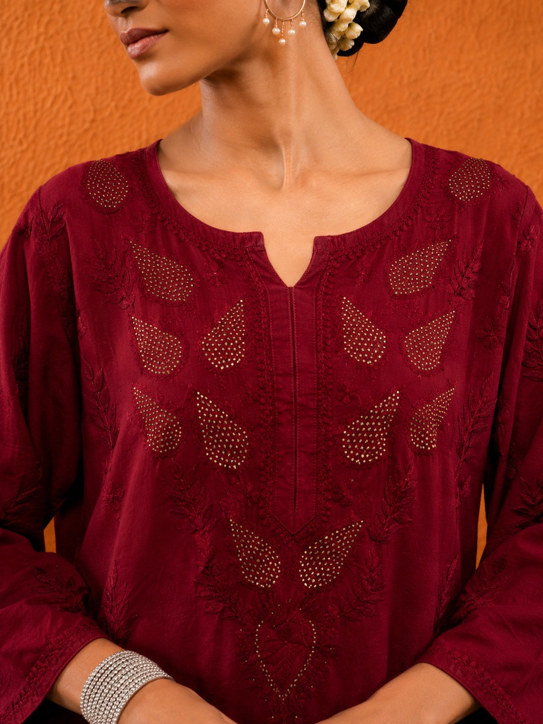 Karisma Chanderi Chikankari Mukaish Straight Kurta