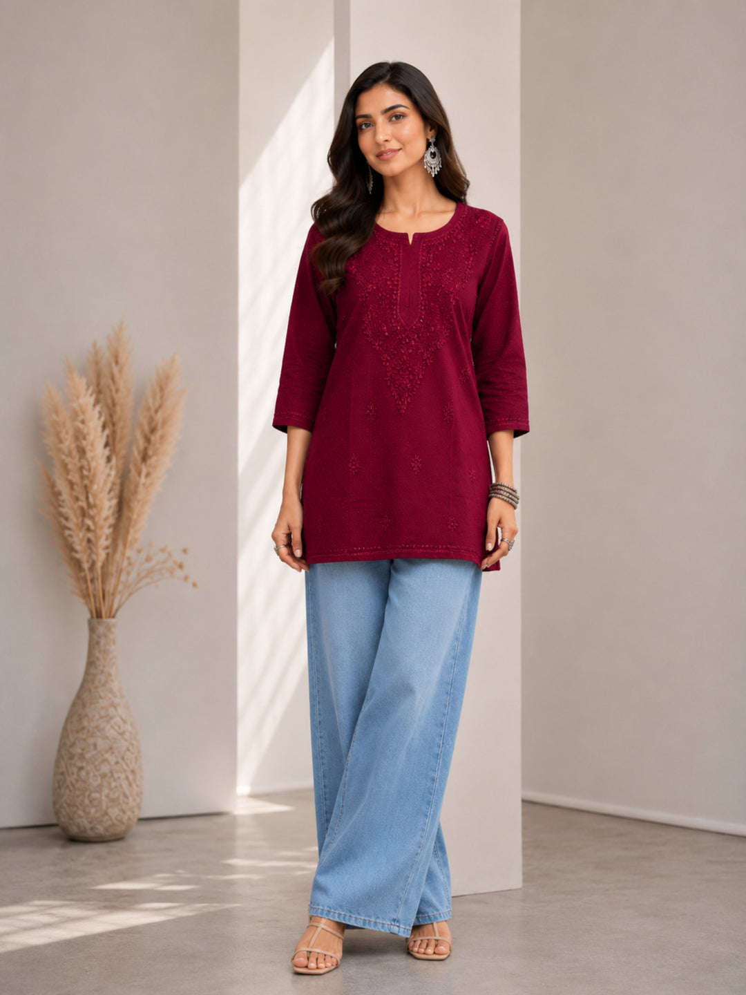 Avya Chikankari Dyed Short Kurti