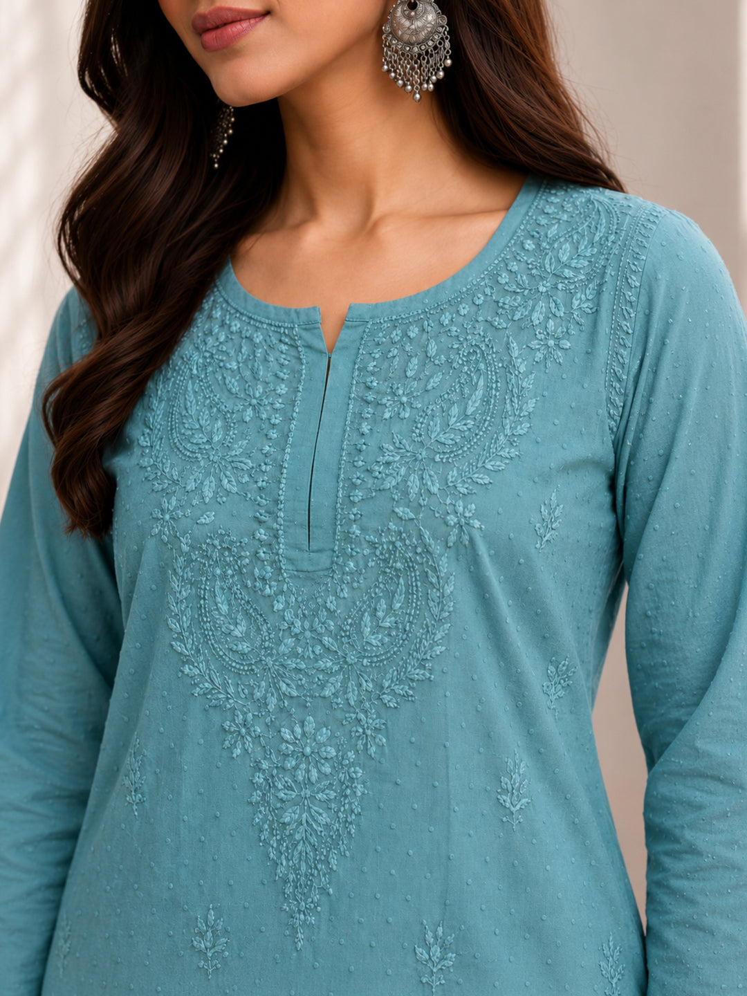 Avya Chikankari Dyed Short Kurti