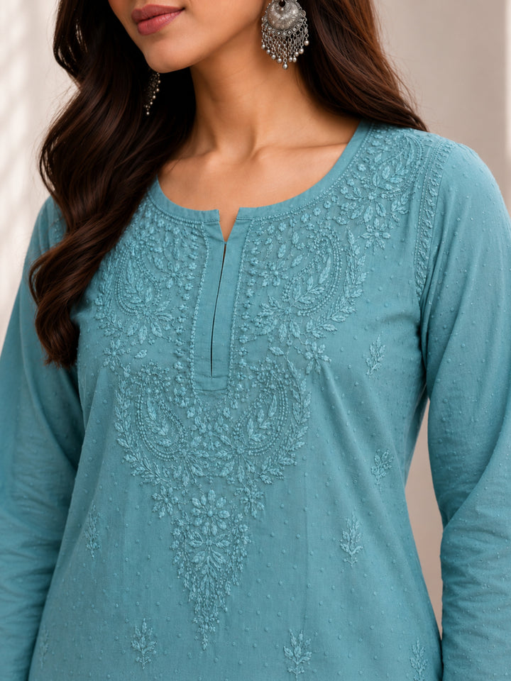 Avya Chikankari Dyed Short Kurti