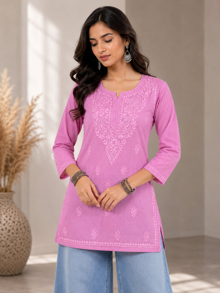 Avya Chikankari Dyed Short Kurti