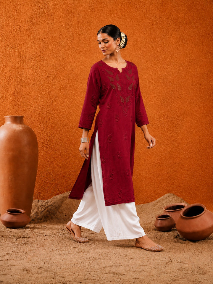 Karisma Chanderi Chikankari Mukaish Straight Kurta