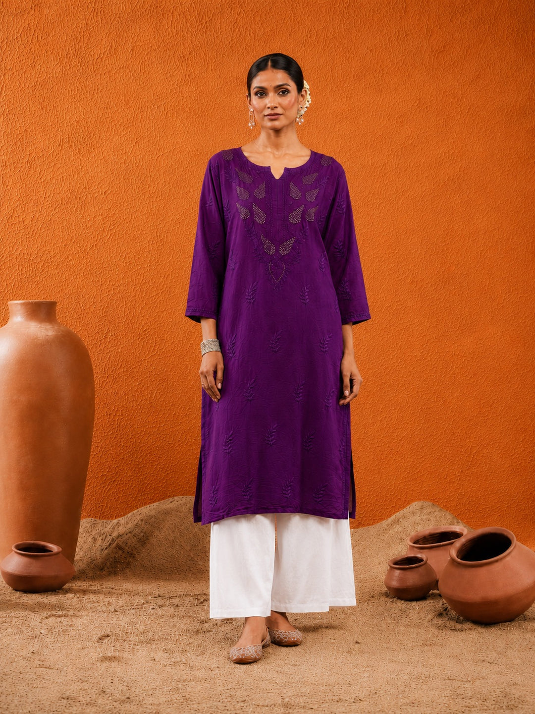 Karisma Chanderi Chikankari Mukaish Straight Kurta