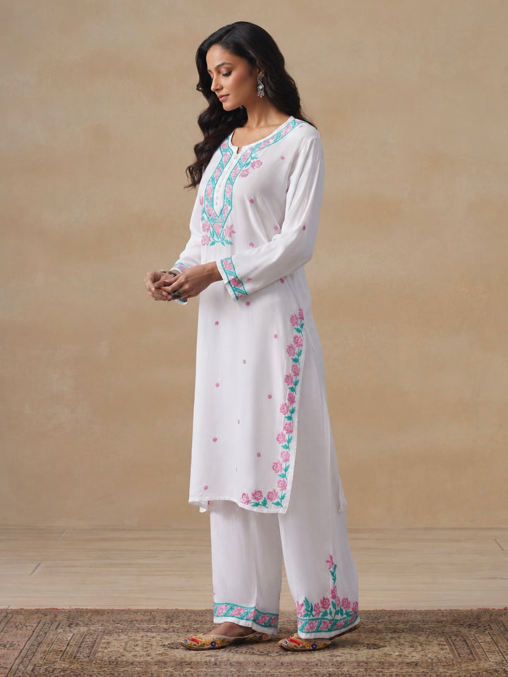 Gulab Rayon Chikankari Co-ord Set