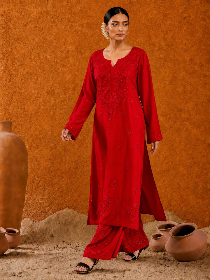Avika Rayon Chikankari Mukaish Co-ord Set