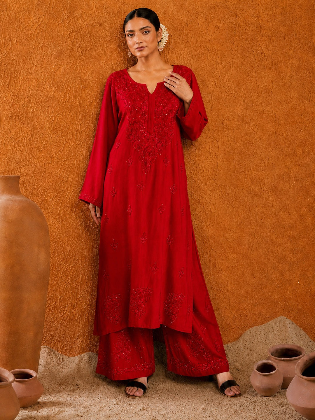 Avika Rayon Chikankari Mukaish Co-ord Set