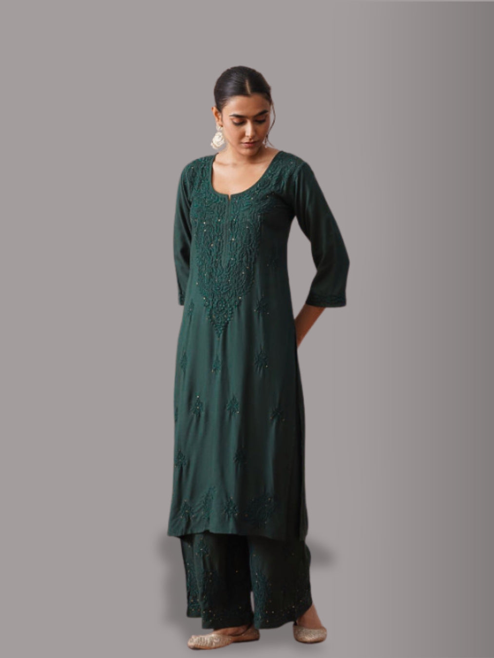 Avika Rayon Chikankari Mukaish Co-ord Set