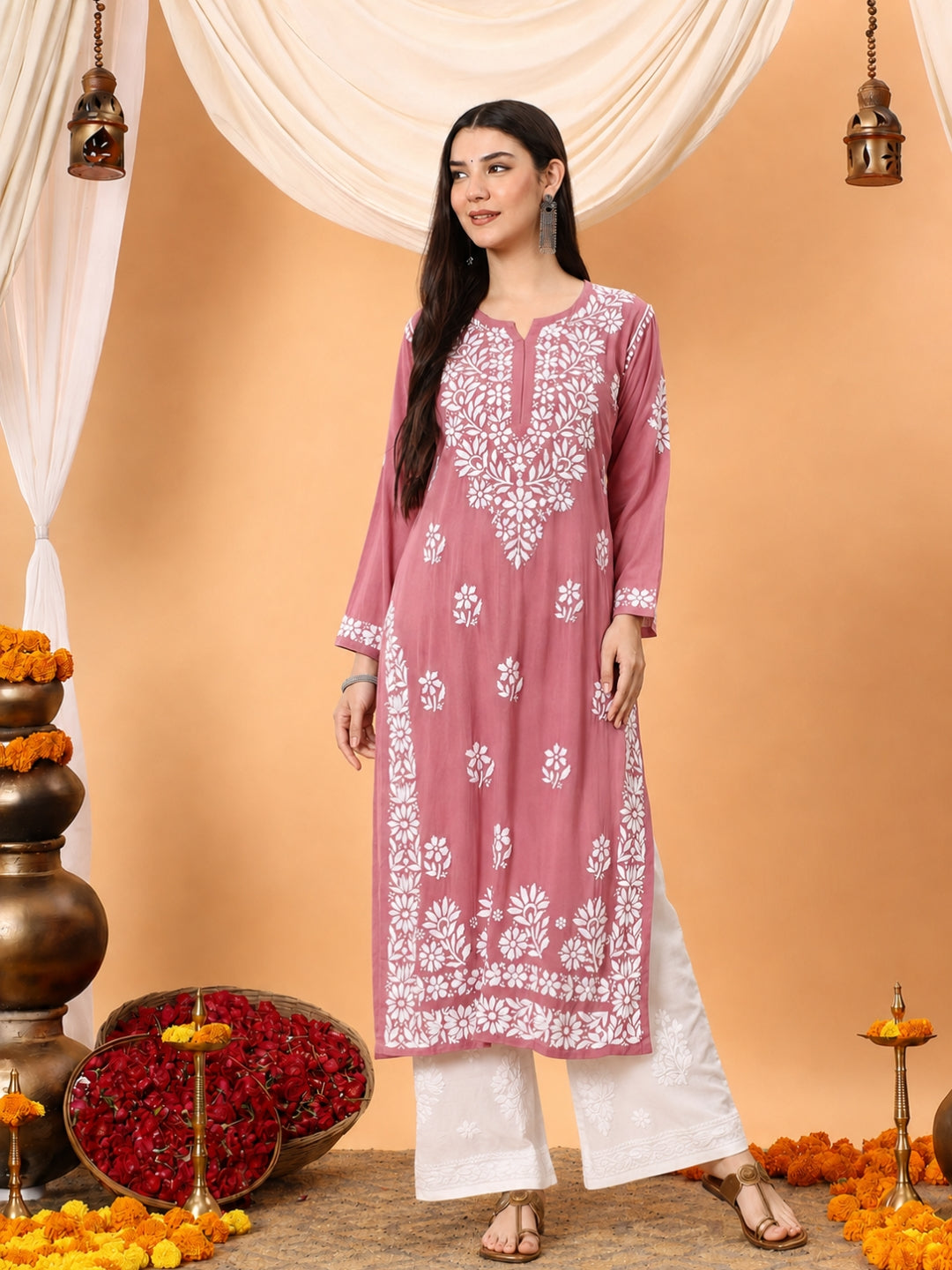 Rekha Modal Chikankari Premium Straight Kurta
