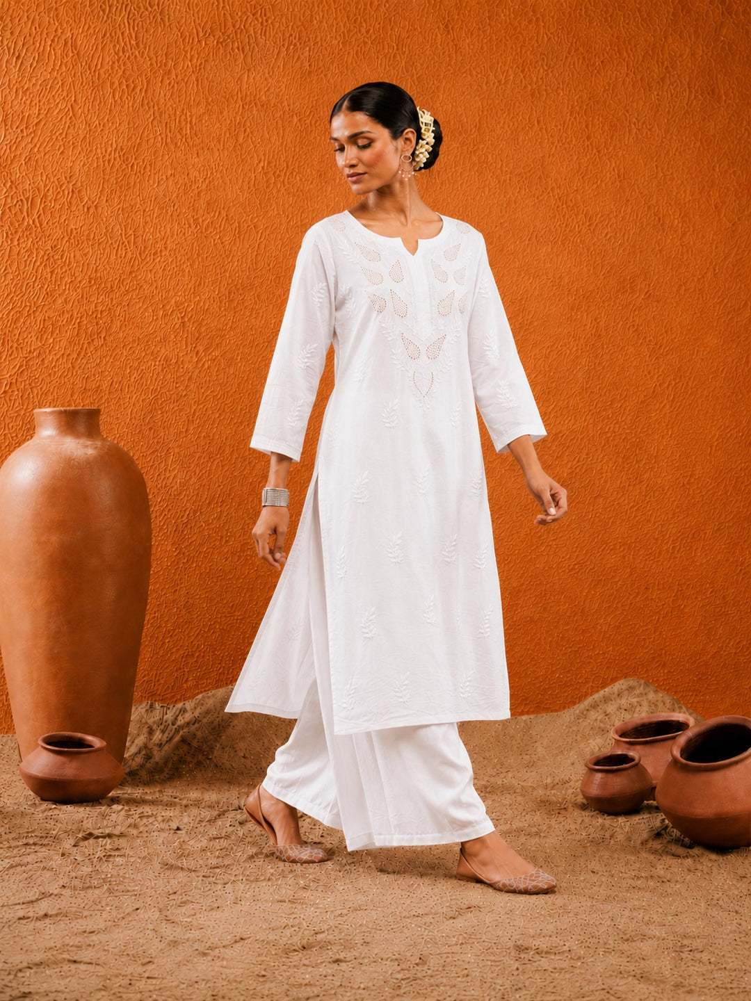 Karisma Chanderi Chikankari Mukaish Straight Kurta