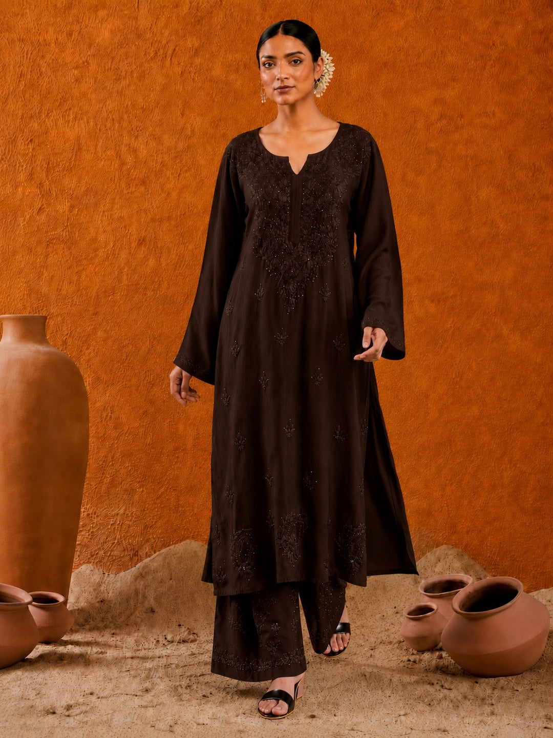 Avika Rayon Chikankari Mukaish Co-ord Set