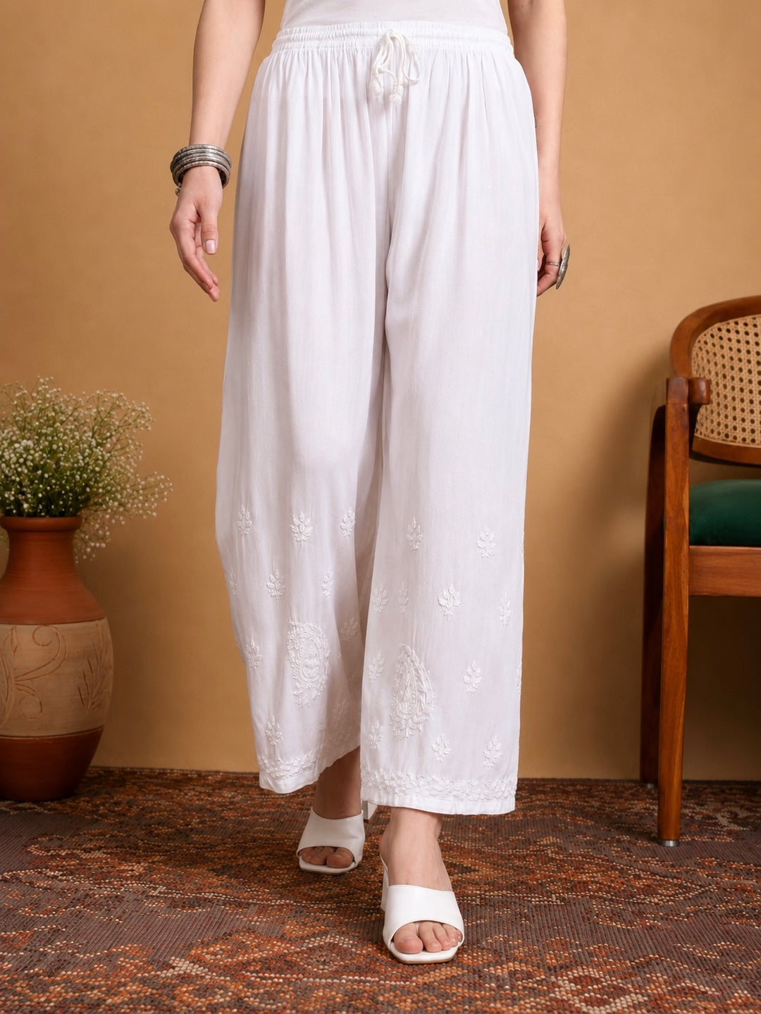 Yukti Chikankari Rayon Palazzo