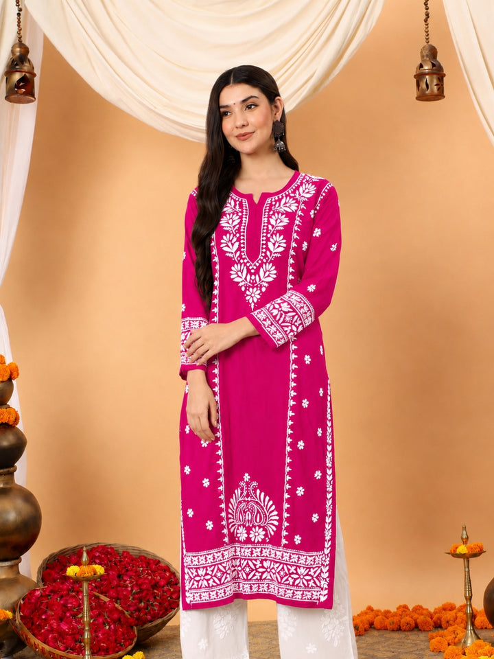 Gauri Modal Chikankari Premium Straight Kurta
