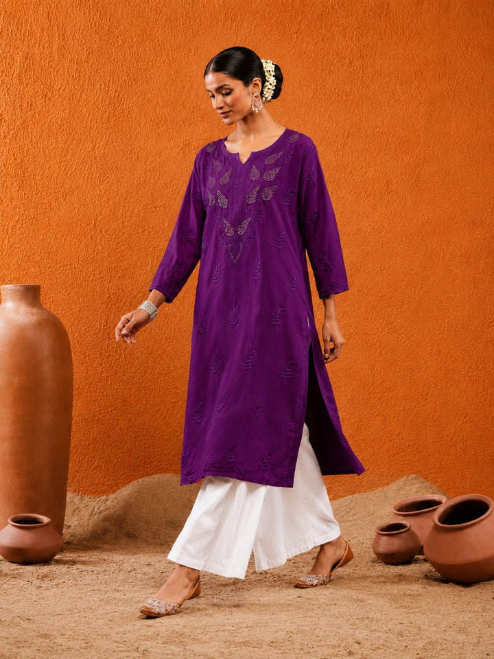 Karisma Chanderi Chikankari Mukaish Straight Kurta