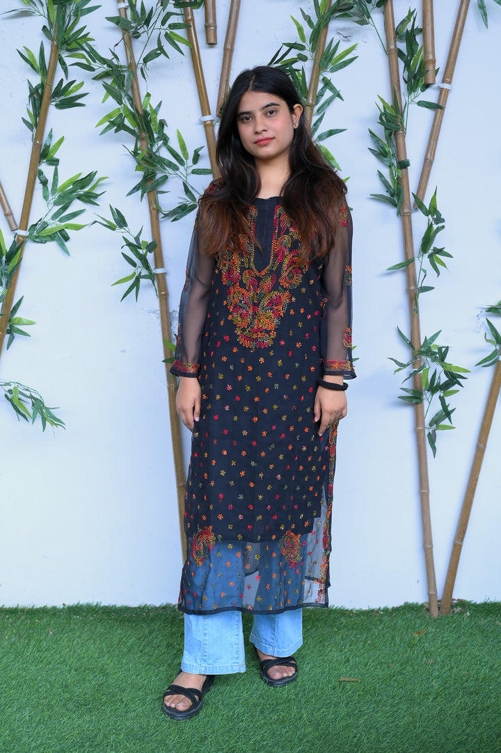 Aliya Multi Chikankari Straight Kurta