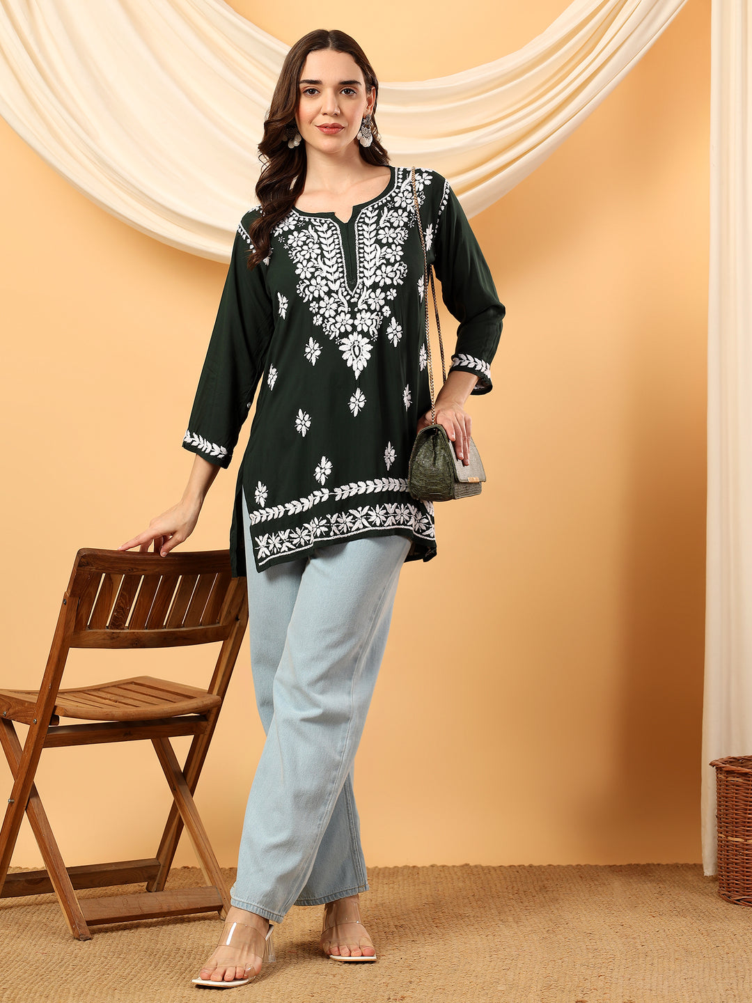 Stylish Short Kurta Design For Girl Adah Chikankari Premium Modal