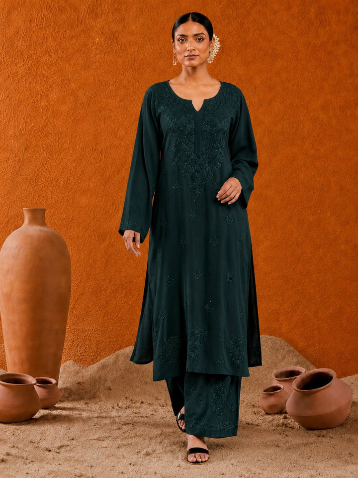Avika Rayon Chikankari Mukaish Co-ord Set