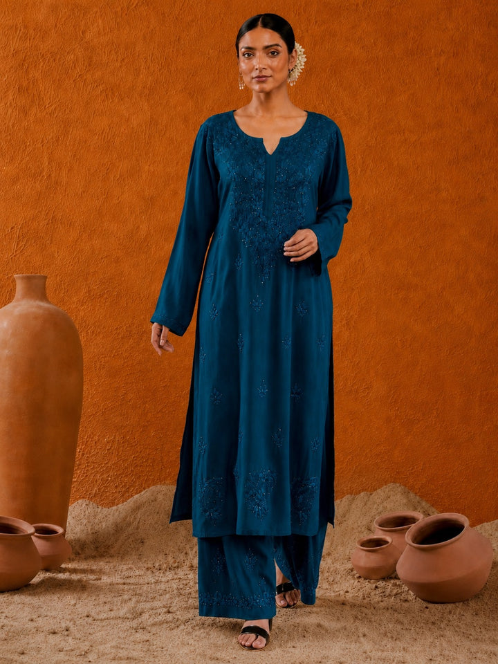 Avika Rayon Chikankari Mukaish Co-ord Set