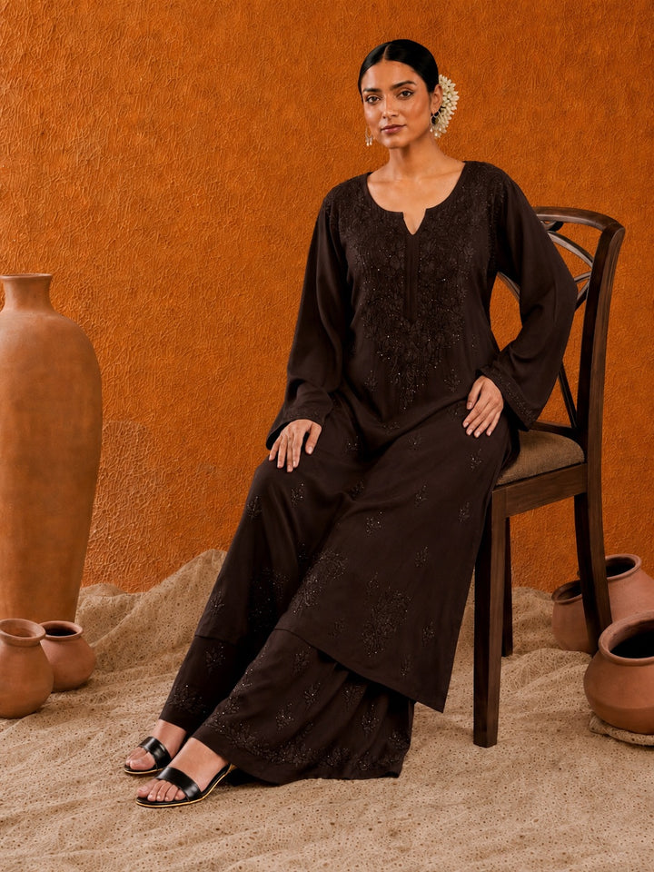 Avika Rayon Chikankari Mukaish Co-ord Set