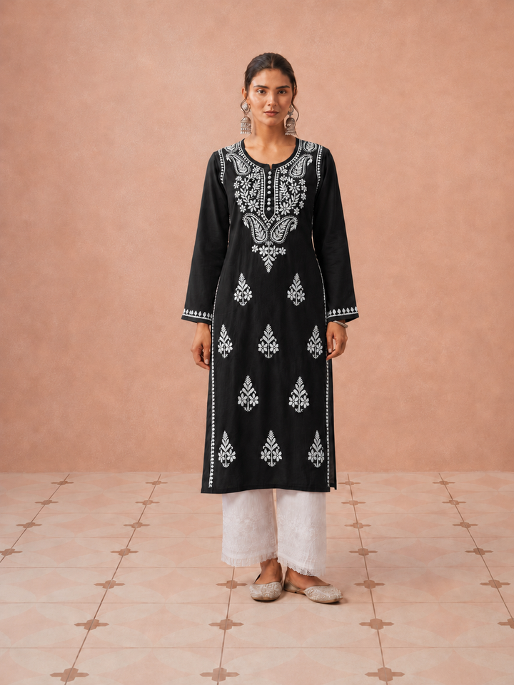 Leela Cotton Chikankari Straight Kurta