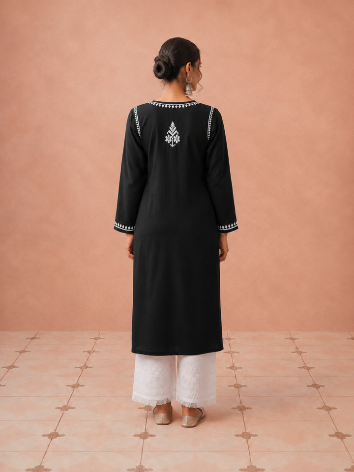 Leela Cotton Chikankari Straight Kurta