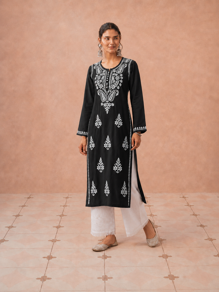 Leela Cotton Chikankari Straight Kurta