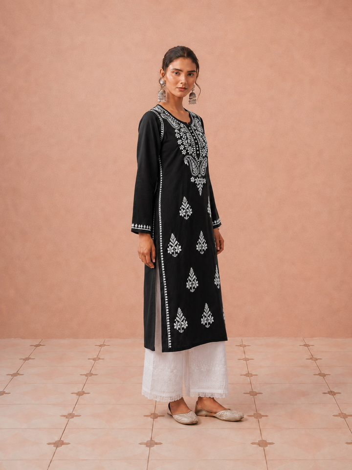 Leela Cotton Chikankari Straight Kurta